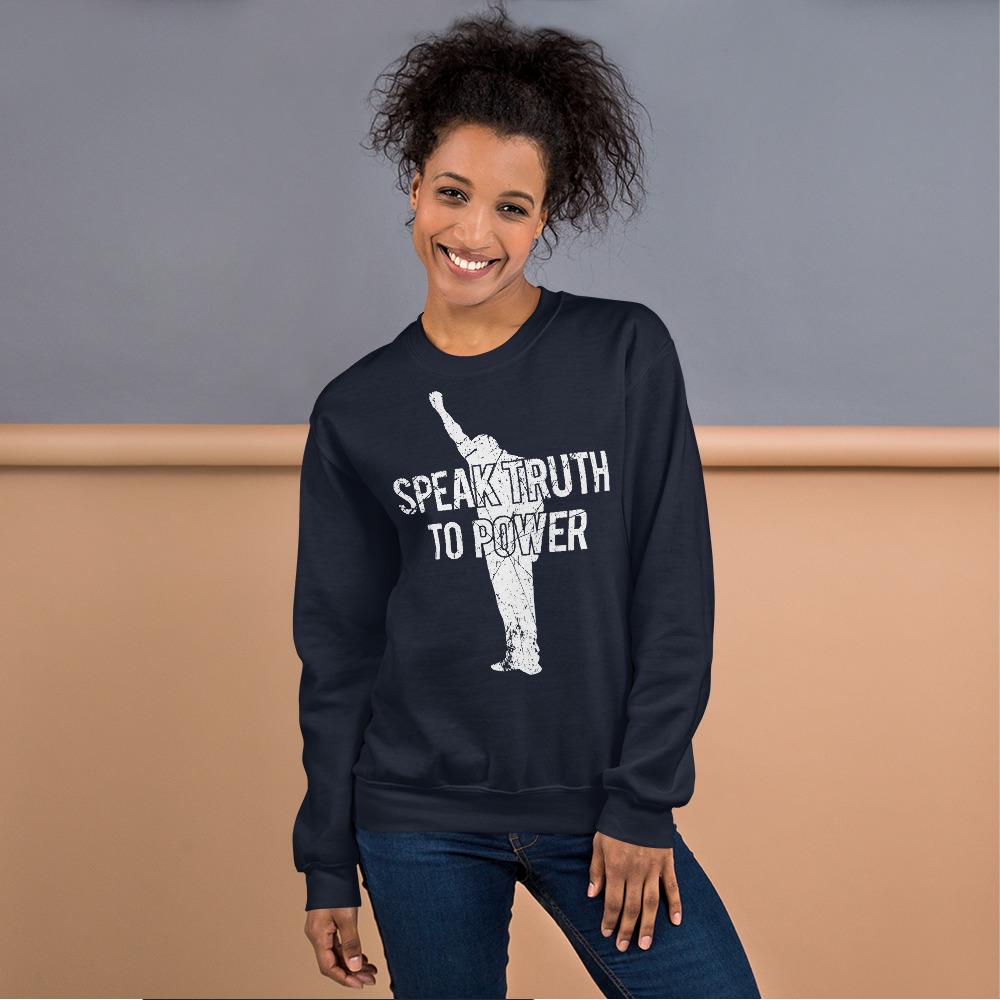 Speak Truth to Power: African American Unisex Sweatshirt by RBG Forever (Navy)