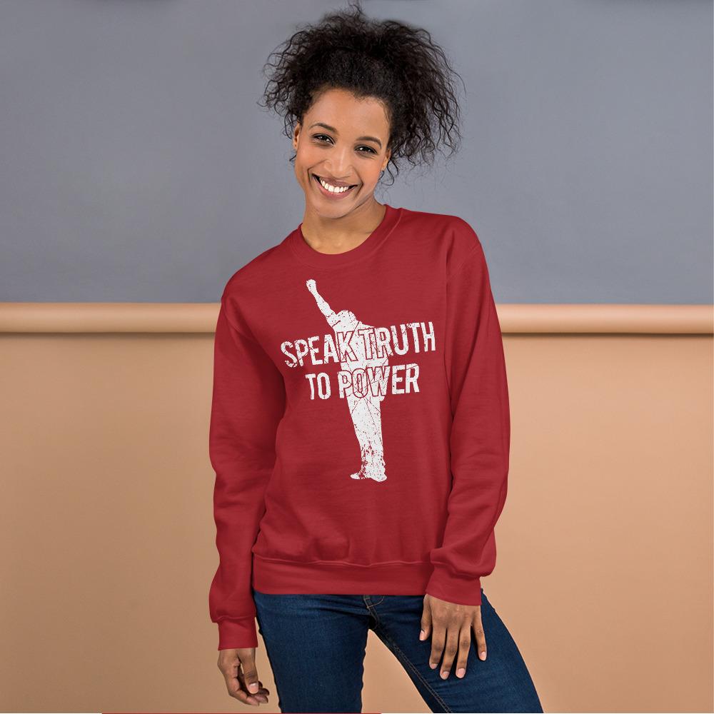 Speak Truth to Power: African American Unisex Sweatshirt by RBG Forever (Red)