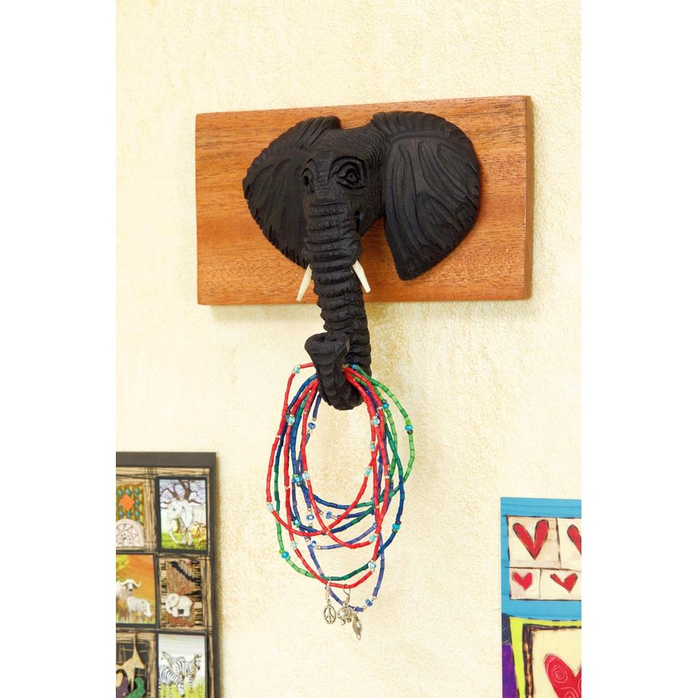 Authentic Jacaranda Wood African Elephant Coat Hook (Kenya)
