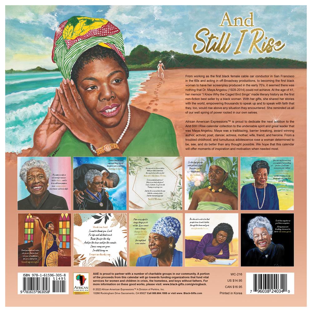 And Still I Rise - Maya Angelou by Keith Conner: 2022 African American Calendar (Back)