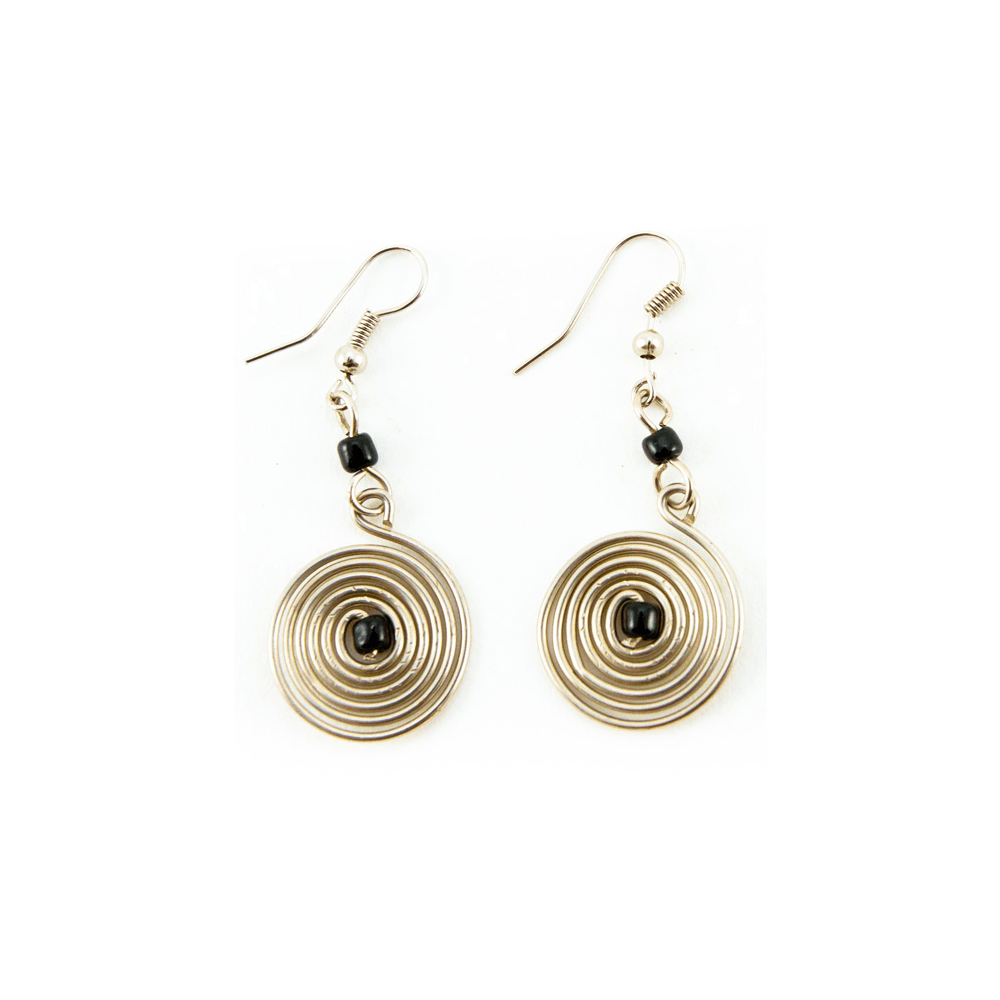 Authentic African Hand Made Swahili Spiral Earrings (Black)