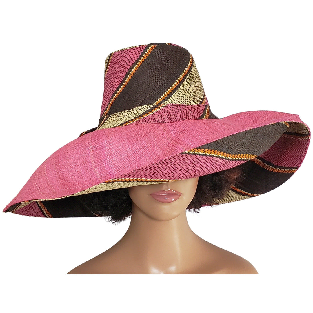 Taiwo: Authentic Hand Woven Multi-Color Madagascar Big Brim Raffia Sun Hat