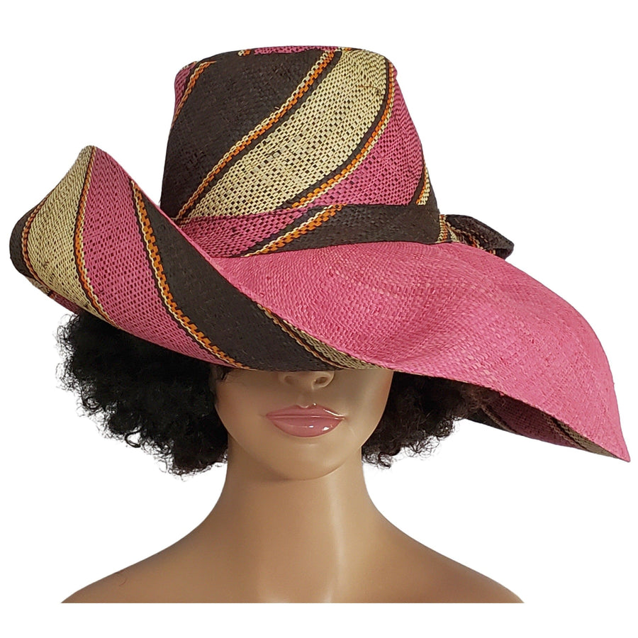 Taiwo: Authentic Hand Woven Multi-Color Madagascar Big Brim Raffia Sun Hat