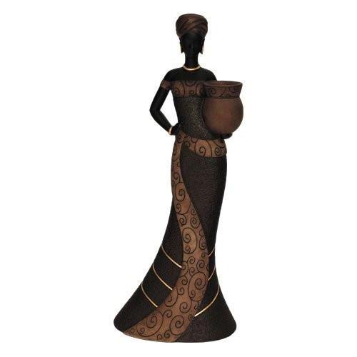 African Woman II (Coffee): Essence of Africa Taper Candlestick Holder