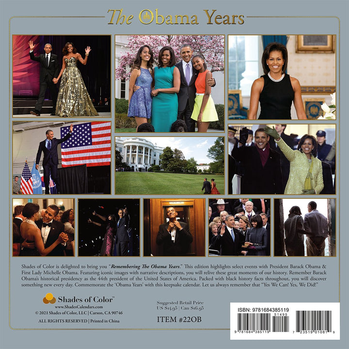 The Obama Years: 2022 Black History Calendar (Back)