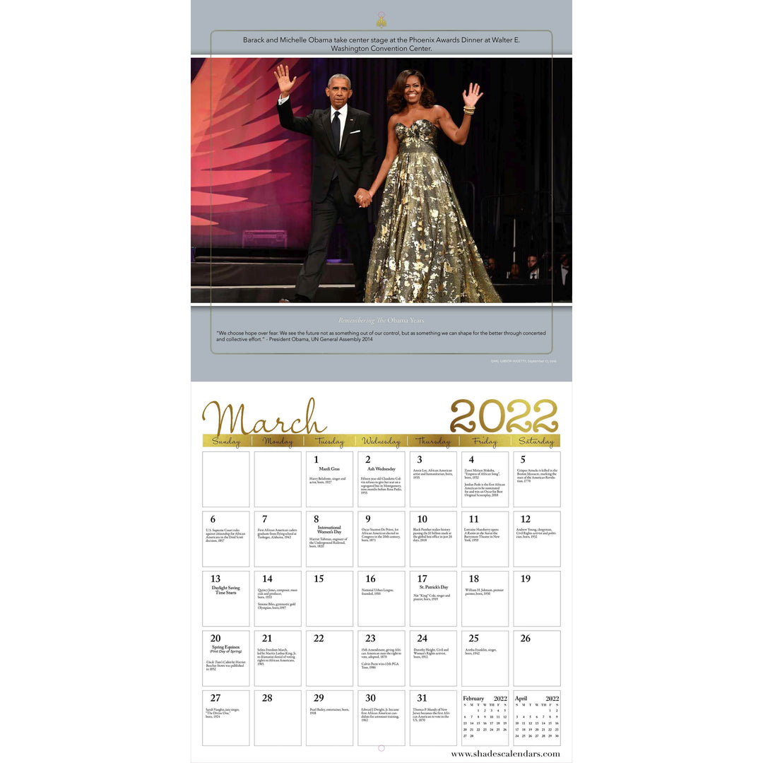 The Obama Years: 2022 Black History Calendar (Interior)
