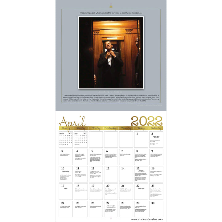 The Obama Years: 2022 Black History Calendar (Interior)