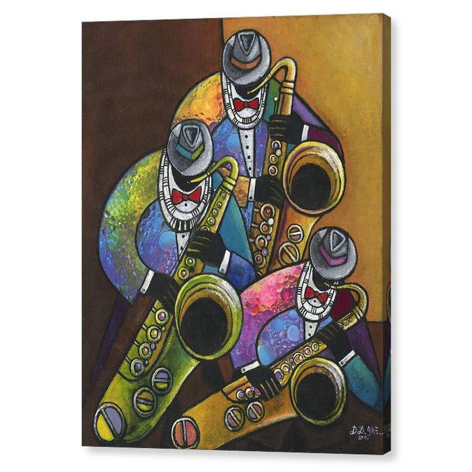 The Saxophone Section-Art-D.D. Ike-10x8 inches-Canvas-The Black Art Depot
