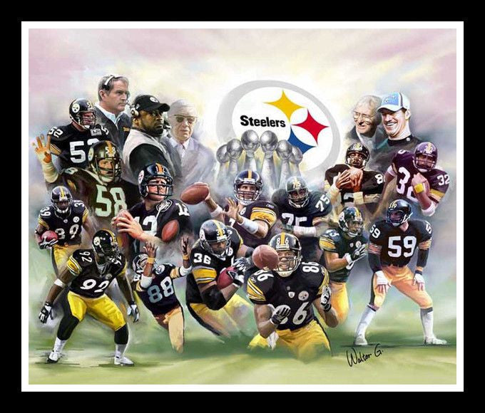 The Steel Curtain (Pittsburgh Steelers) by Wishum Gregory (Black Frame)
