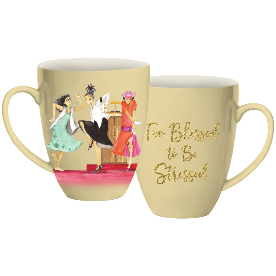 Too Blessed to be Stressed by Dorothy Allen: African American Ceramic Coffee/Tea Mug