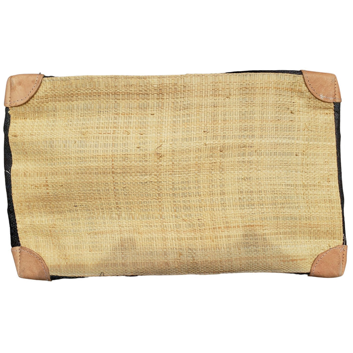 Ahitra: Authentic Madagascar Multicolored Raffia and Leather Hand Bag (Black)