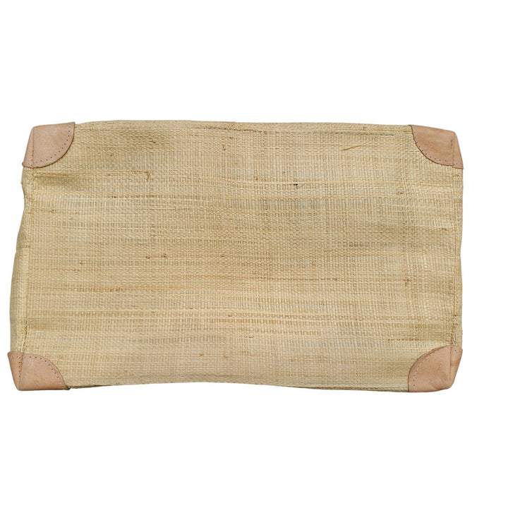 Ahitra: Authentic Madagascar Multicolored Raffia and Leather Hand Bag (Natural)