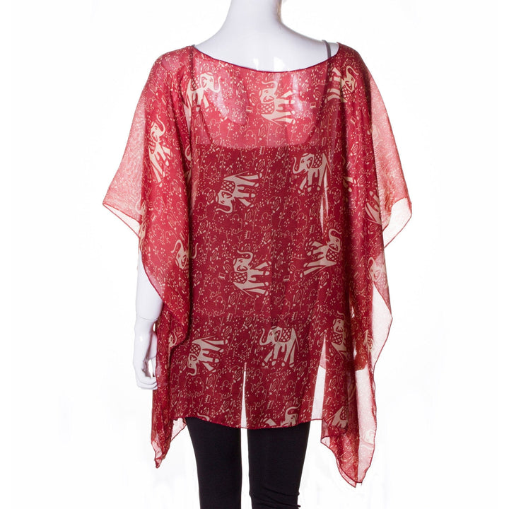 Delta Sigma Theta Inspired Crimson Elephant Chiffon Tunic (Back)
