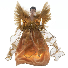 Gold African American Angel Tree Topper with Lights by Kurt S. Adler