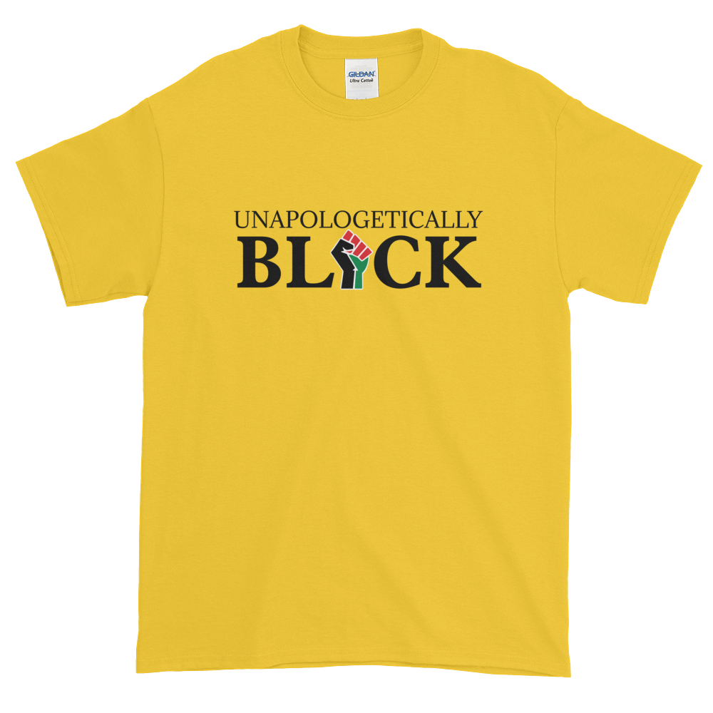 Unapologetically Black: Unisex Short Sleeved African American T-Shirt (Yellow)