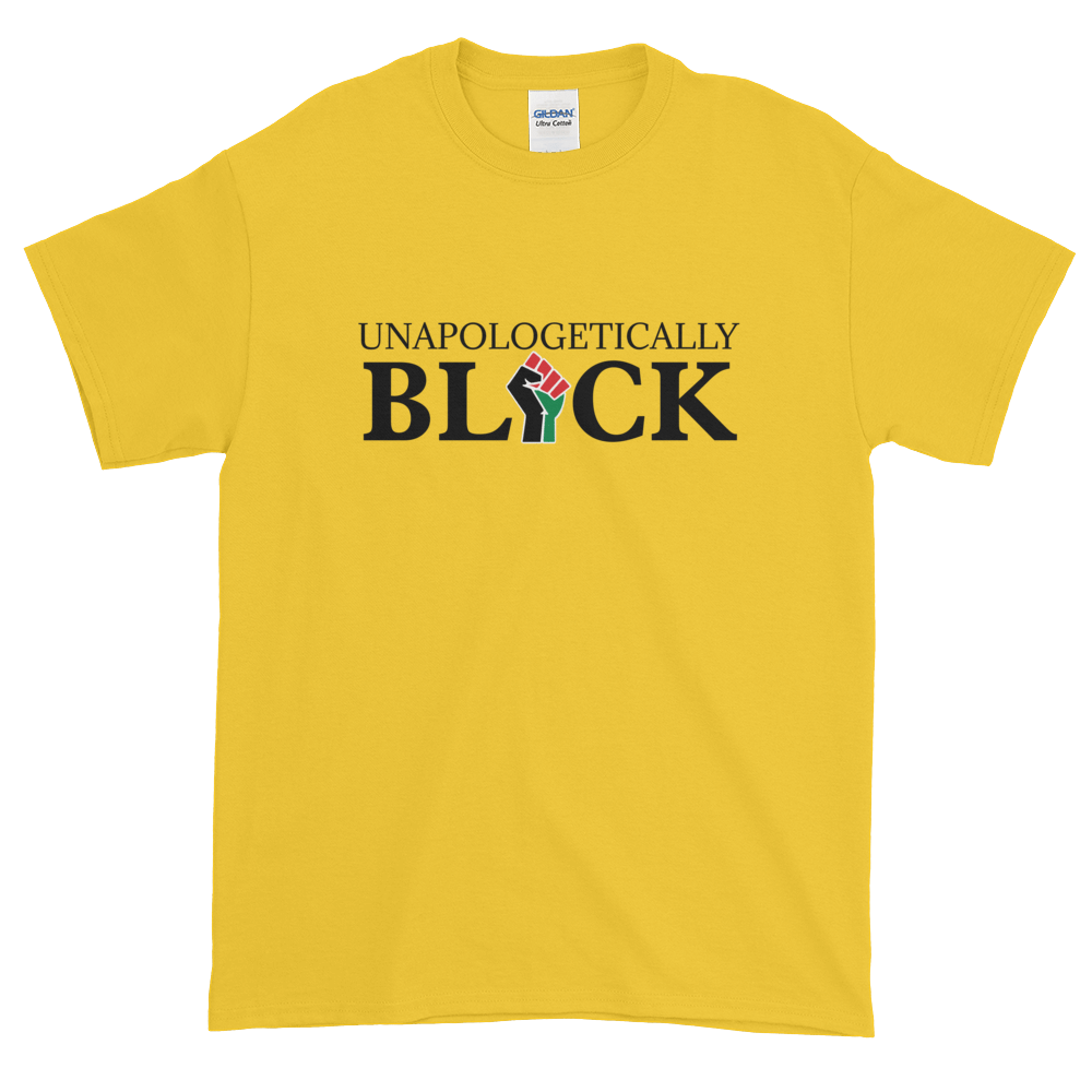 Unapologetically Black: Unisex Short Sleeved African American T-Shirt (Yellow)