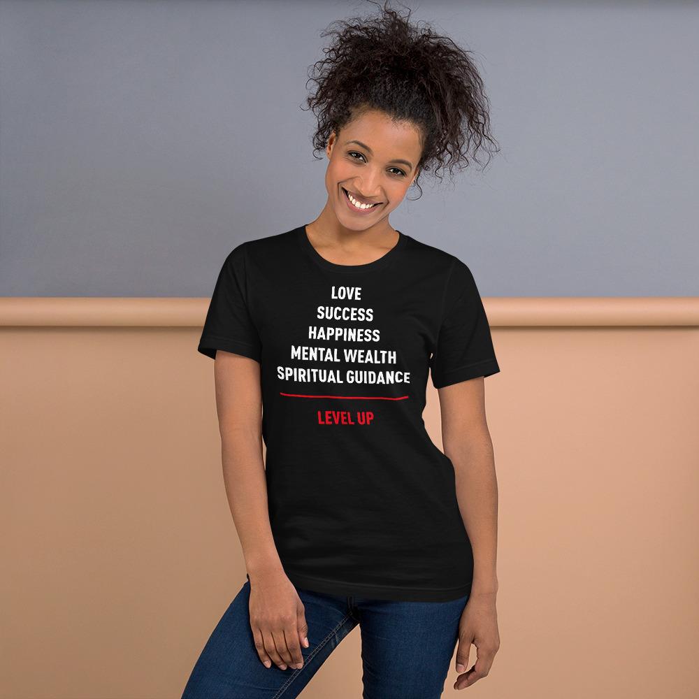 Level Up: The Important Things Short Sleeved Unisex T-Shirt (Black) by RBG Forever