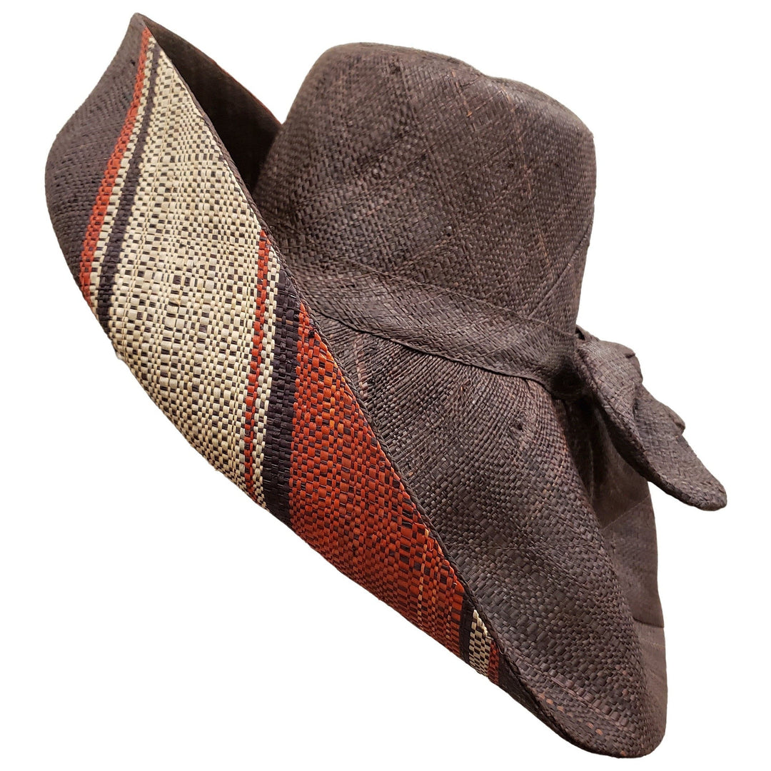 Valery: Hand Woven Multi-Color Madagascar Big Brim Raffia Sun Hat