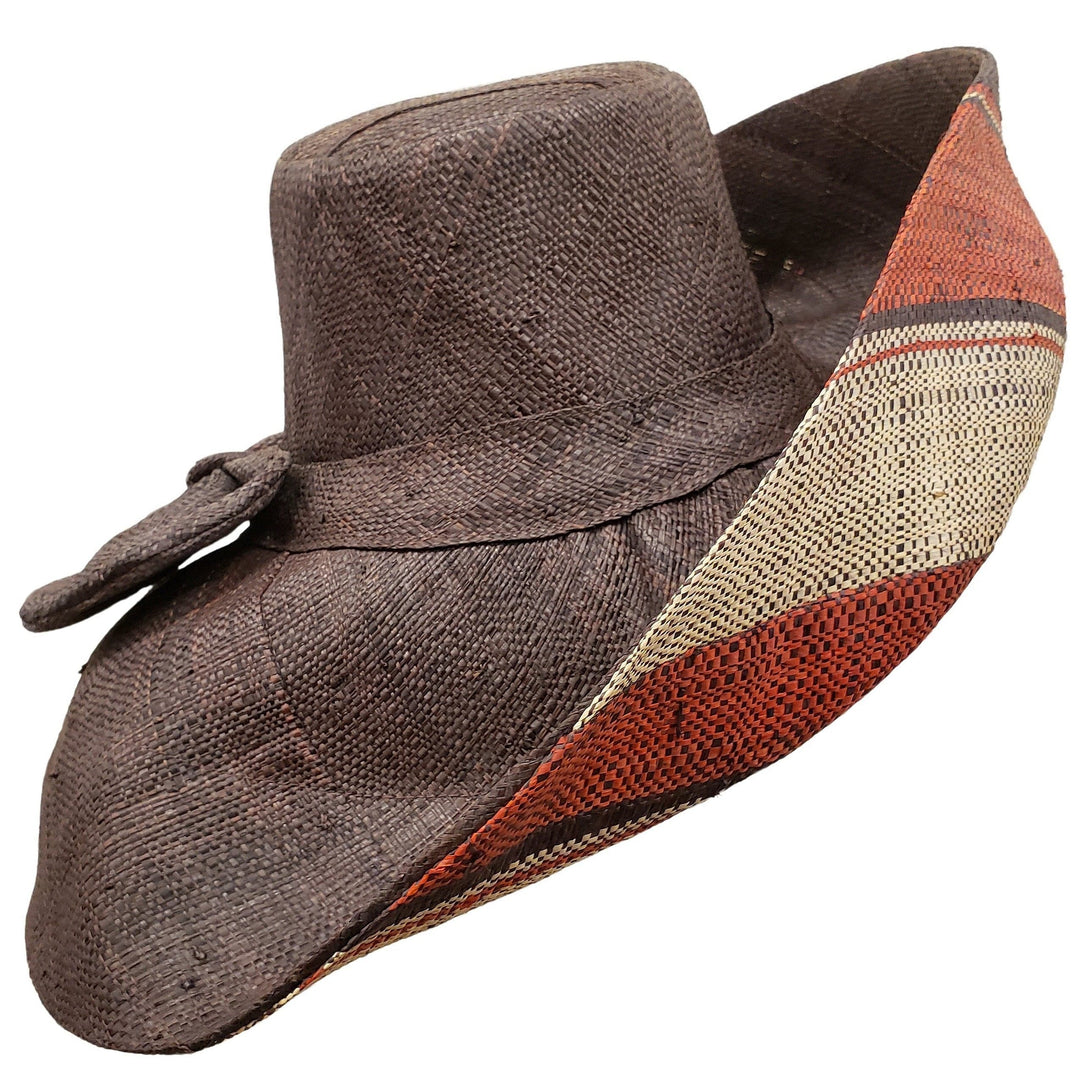 Valery: Hand Woven Multi-Color Madagascar Big Brim Raffia Sun Hat