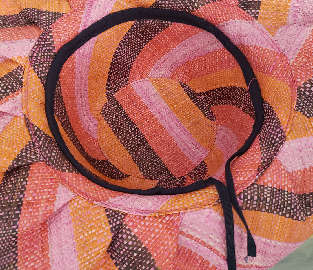 Vanelle: Hand Woven Multi-Color Madagascar Big Brim Raffia Sun Hat