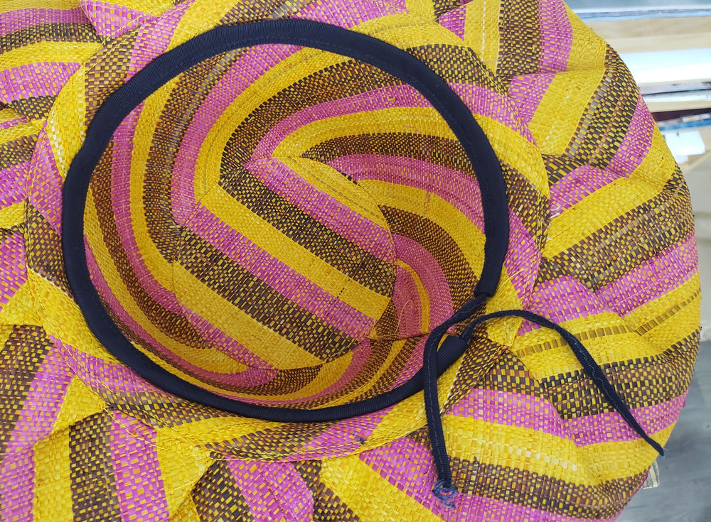 Vanna: Hand Woven Multi-Color Madagascar Big Brim Raffia Sun Hat