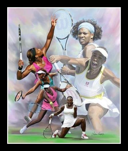 Venus and Serena by Wishum Gregory (Black Frame)