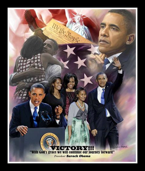 Victory (Barack Obama) by Wishum Gregory (Black Frame)