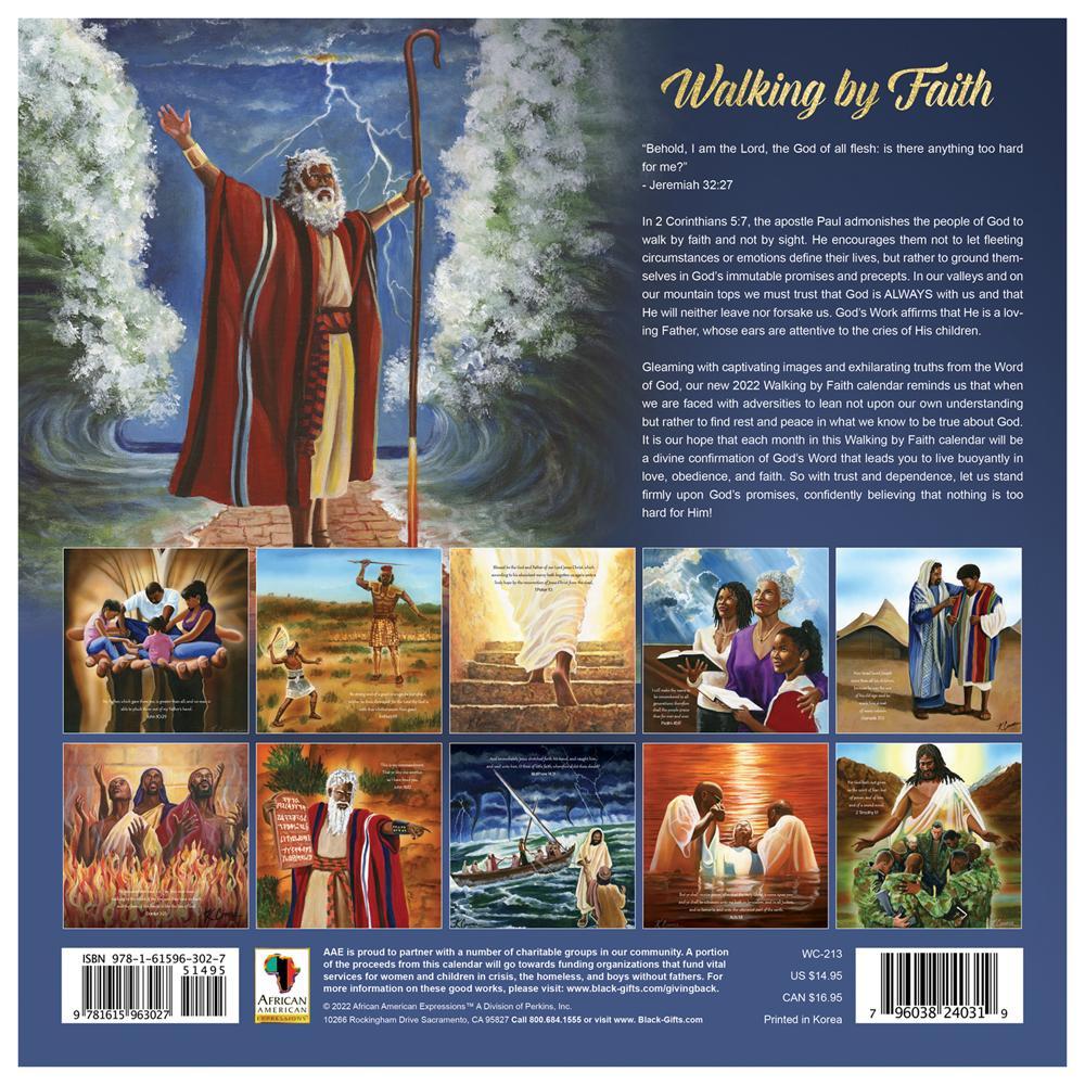 Walking by Faith by Keith Conner: 2022 Black Religious Calendar (Back)