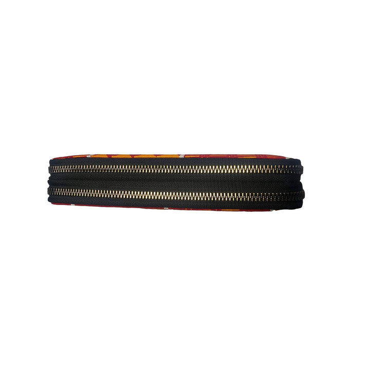 Double Zippered African Wax Print Wallet/Wristlet  w/ Detachable Strap (Top)