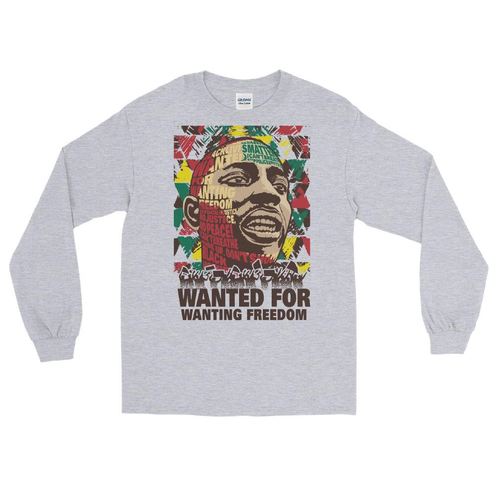Wanted for Wanting Freedom Unisex Long Sleeve T-Shirt by RBG Forever (Sport Grey)