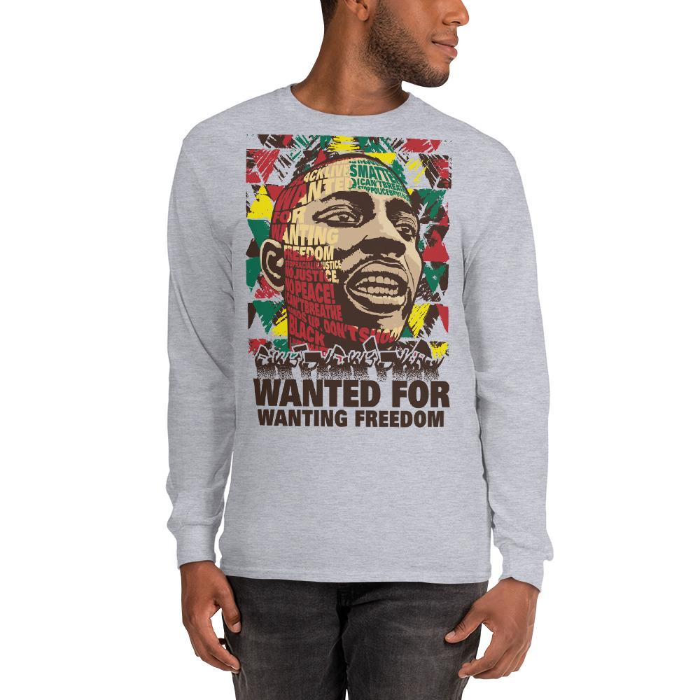 Wanted for Wanting Freedom Unisex Long Sleeve T-Shirt by RBG Forever (Sport Grey)