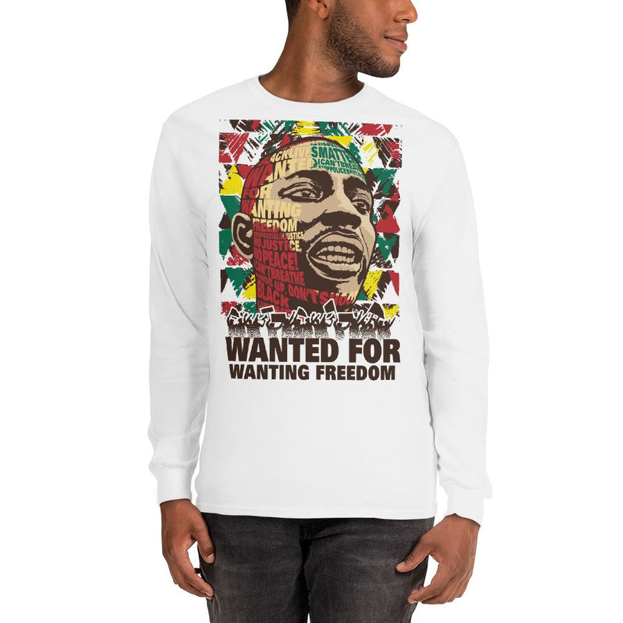 Wanted for Wanting Freedom Unisex Long Sleeve T-Shirt by RBG Forever (White)