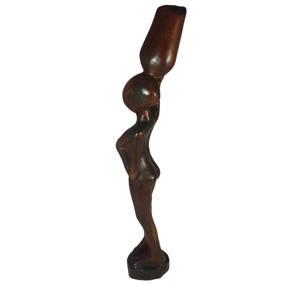 Waterbearer: Sierra Leonean Mahagony Wood Sculpture (Side)