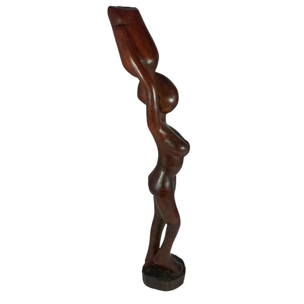 Waterbearer: Sierra Leonean Mahagony Wood Sculpture (Side)