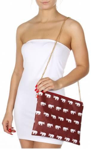 Delta Sigma Theta Inspired Crimson Elephant Hand Bag with Chain Strap