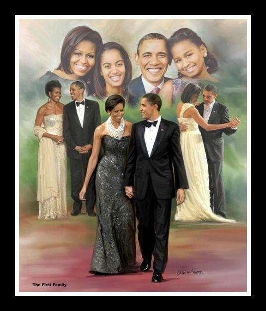 The First Family (Barack Obama) by Wishum Gregory (Black Frame)