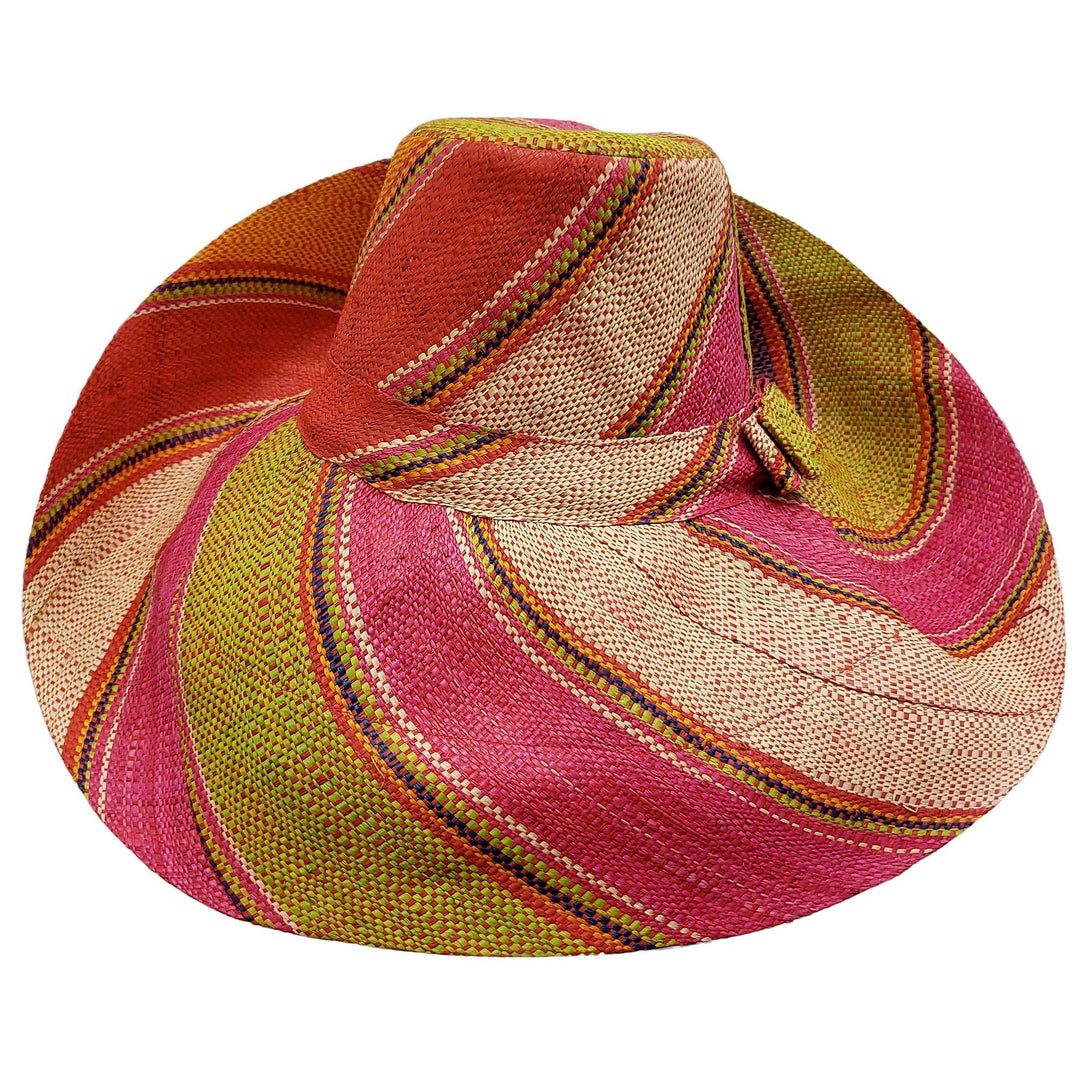 Wilma: Hand Woven Multi-Color Madagascar Big Brim Raffia Sun Hat