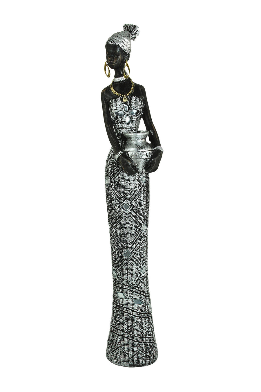 Woman Carrying Vase: Silver Mosaic Collection