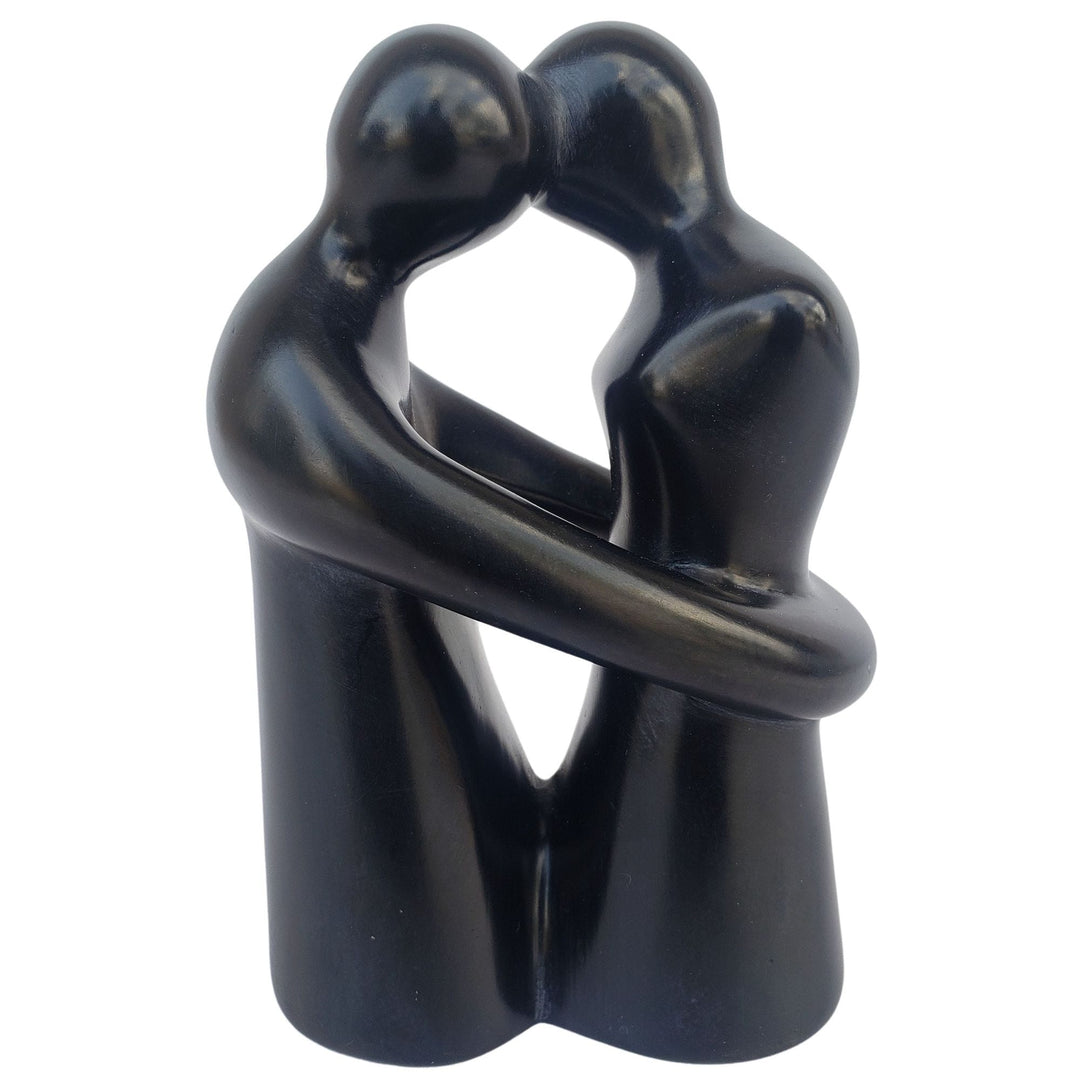 Wrapped in the Moment: Authentic African Soapstone Sculpture (Black)