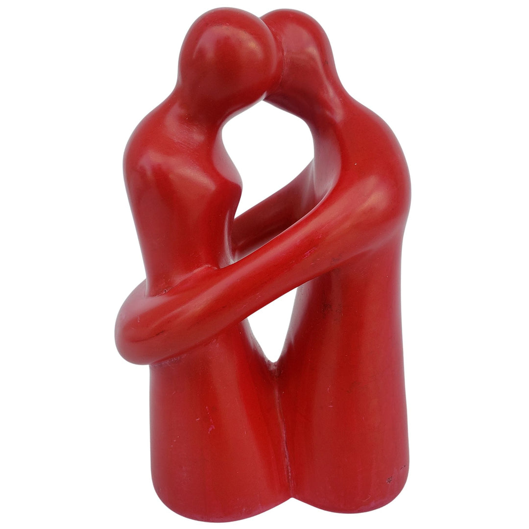 Wrapped in the Moment: Authentic African Soapstone Sculpture (Red)