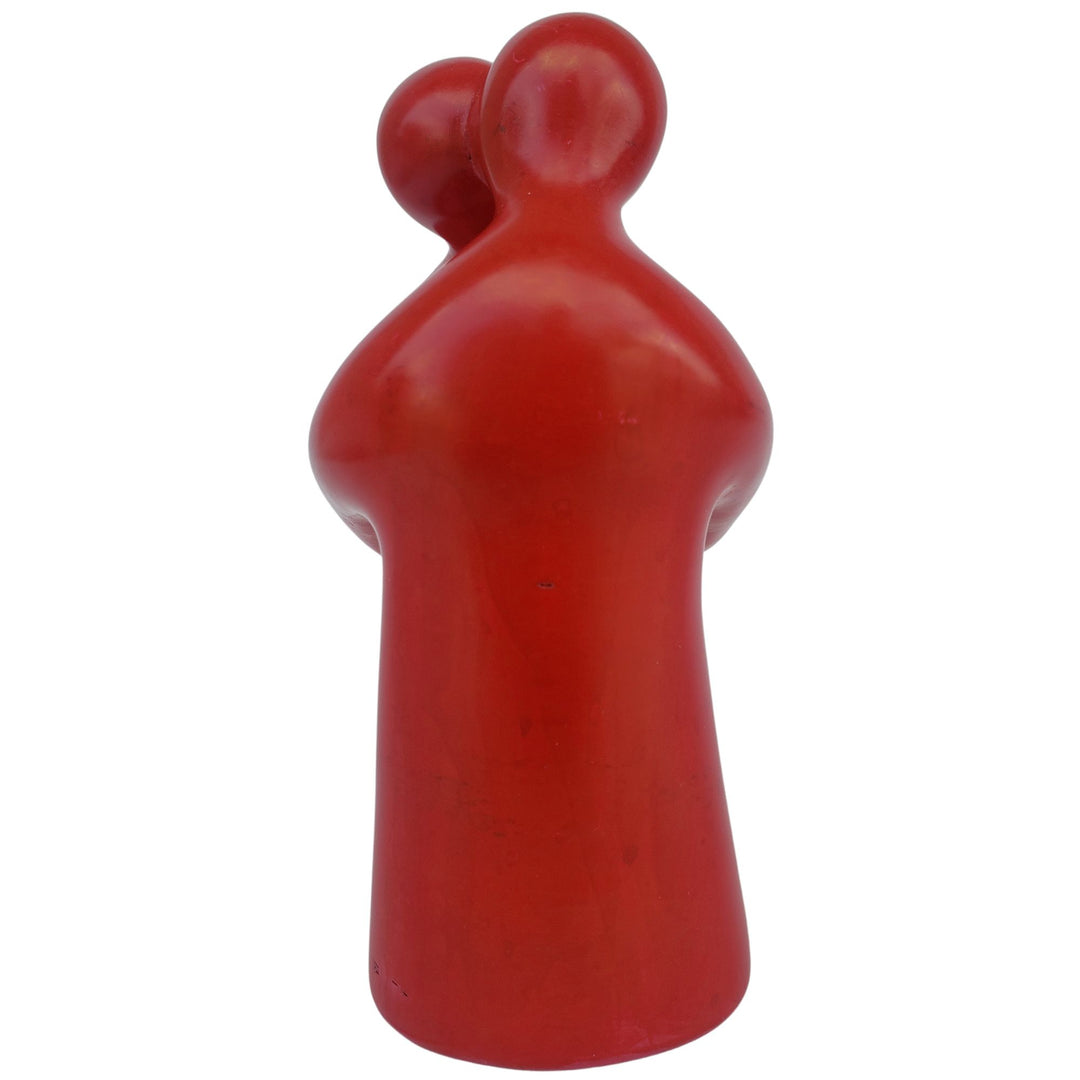 Wrapped in the Moment: Authentic African Soapstone Sculpture (Red)