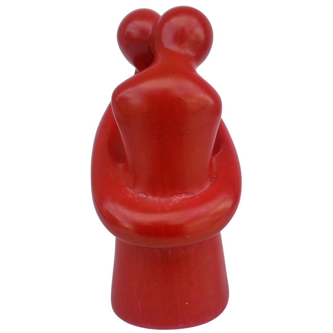 Wrapped in the Moment: Authentic African Soapstone Sculpture (Red)