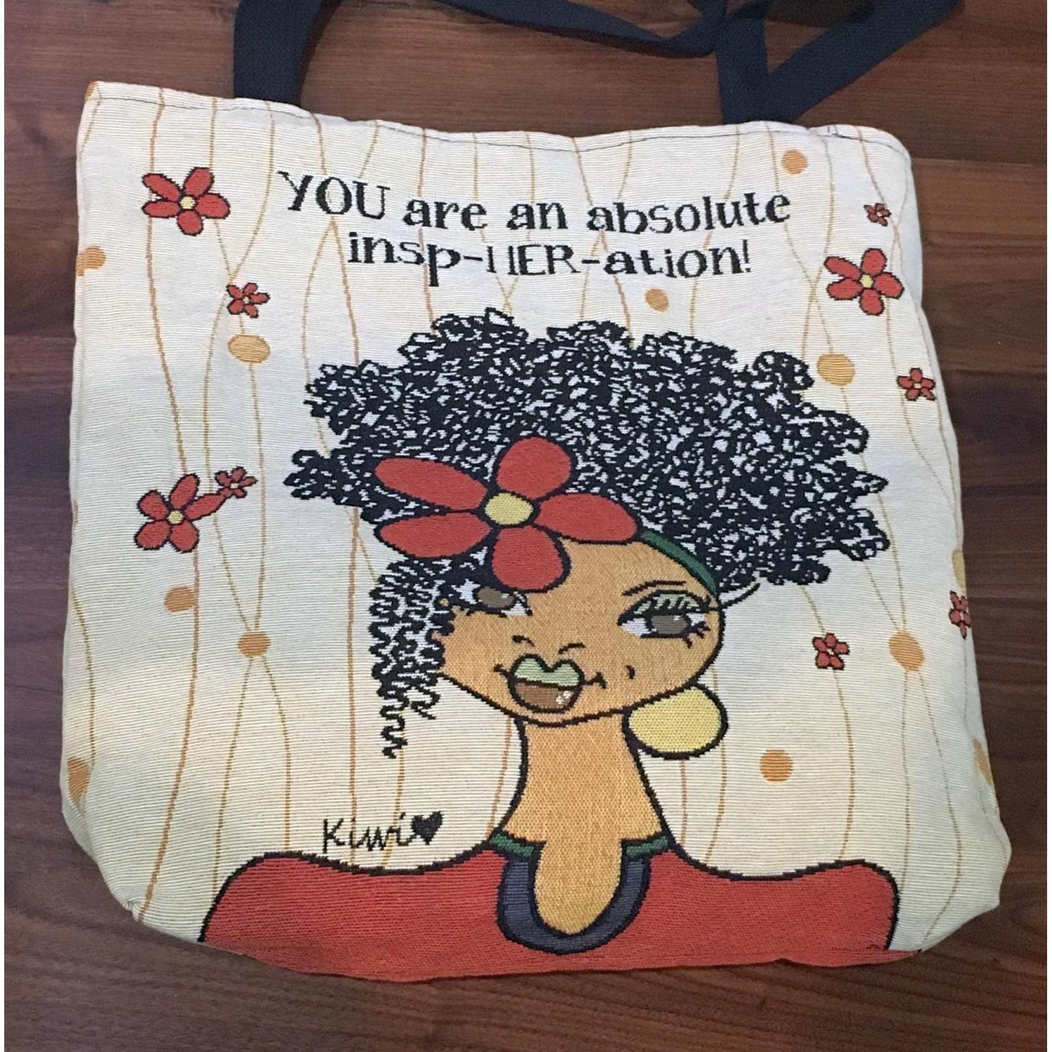 2 of 3: You Are an Insp-HER-ation: African American Woven Tote Bag by Kiwi McDowell