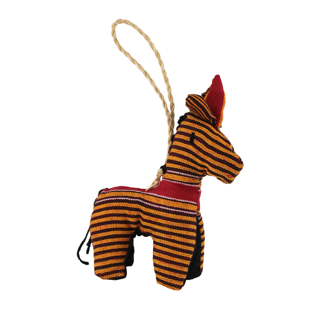 Hand Sewn Ugandan Kikoy Fabric Stuffed Zebra Christmas Ornament
