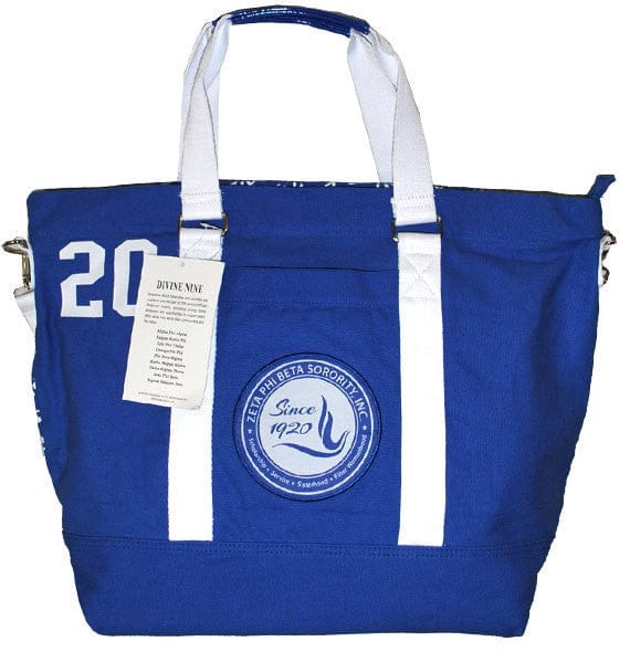 Zeta Phi Beta Blue Canvas Hand Bag by Big Boy Headgear (Back)