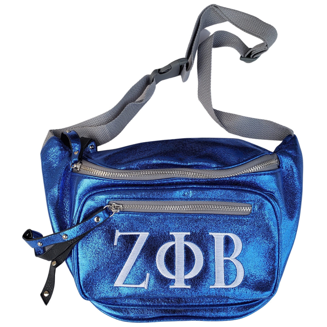 Zeta Phi Beta Royal Blue Embroidered Fanny Pack/Waist Bag/Belt Bag by DWO