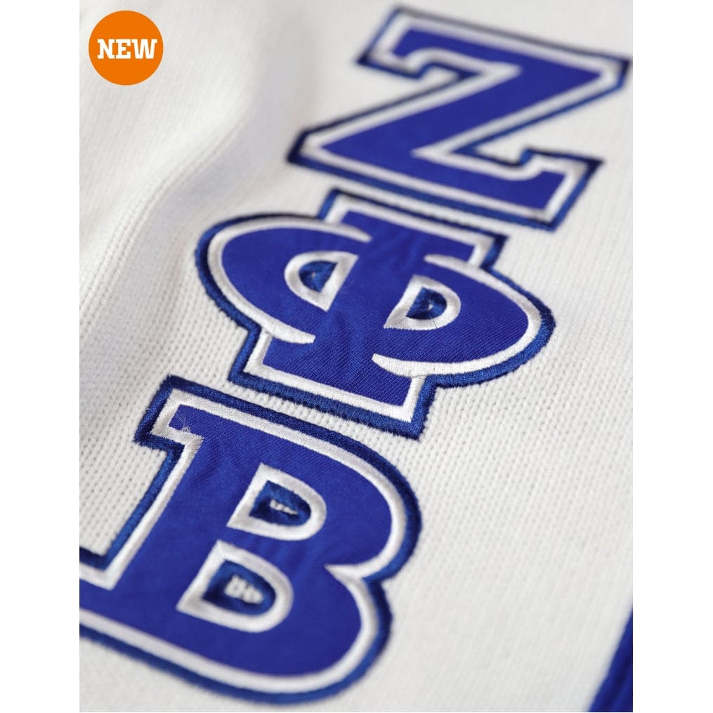 Zeta Phi Beta White & Royal Blue Cardigan Sweater by Big Boy Headgear