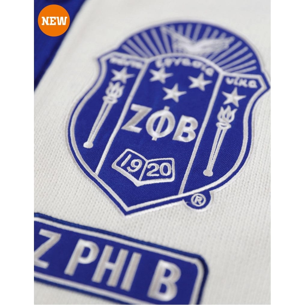 Zeta Phi Beta White & Royal Blue Cardigan Sweater by Big Boy Headgear