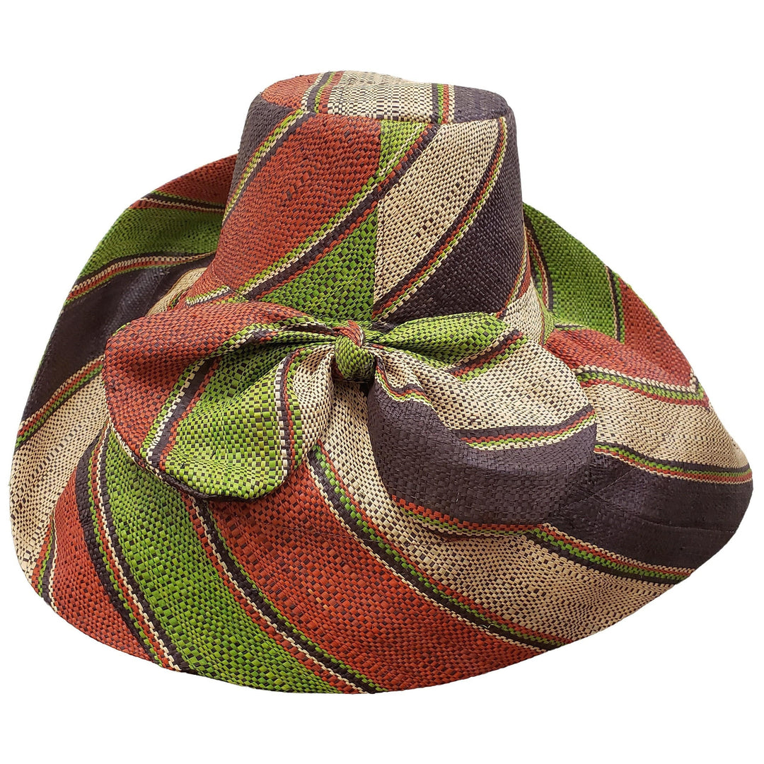 Zoely: Hand Woven Multi-Color Madagascar Big Brim Raffia Sun Hat