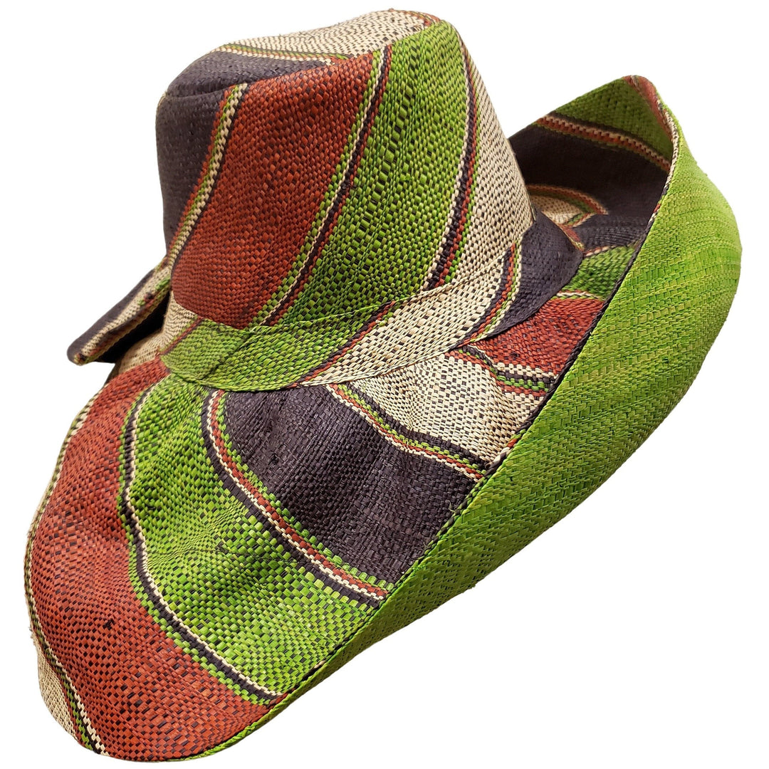 Zoely: Hand Woven Multi-Color Madagascar Big Brim Raffia Sun Hat